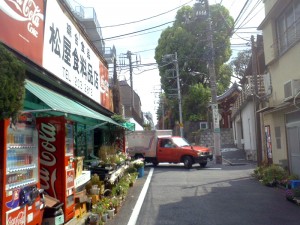 朱色早稲田 早稲田の裏道に朱色が合った